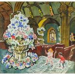 * Clare WHITE (1904-1997), Watercolour, Flower Festival St Ia Church St Ives, Signed, 14.5" x 15.25"