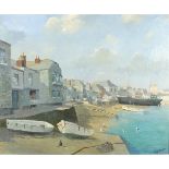 * Huge E. RIDGE (1899-1976), Oil on canvas, 'The Wharf St Ives', Inscribed & dated 1974 to verso,