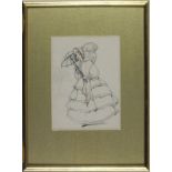 ? COTE, Three Ink & wash, Costume designs, One signed, 6.5" x 4.75" (16.5cm x 12cm)