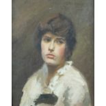 Late 19th Century, Oil on canvas, Head & shoulder portrait of a young woman, Unsigned, 19.5" x 15.