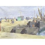 * Stanhope A. FORBES (1857-1947), Oil on canvas, Newlyn Harbour, Signed, 14.75" x 20.75" (37.5cm x