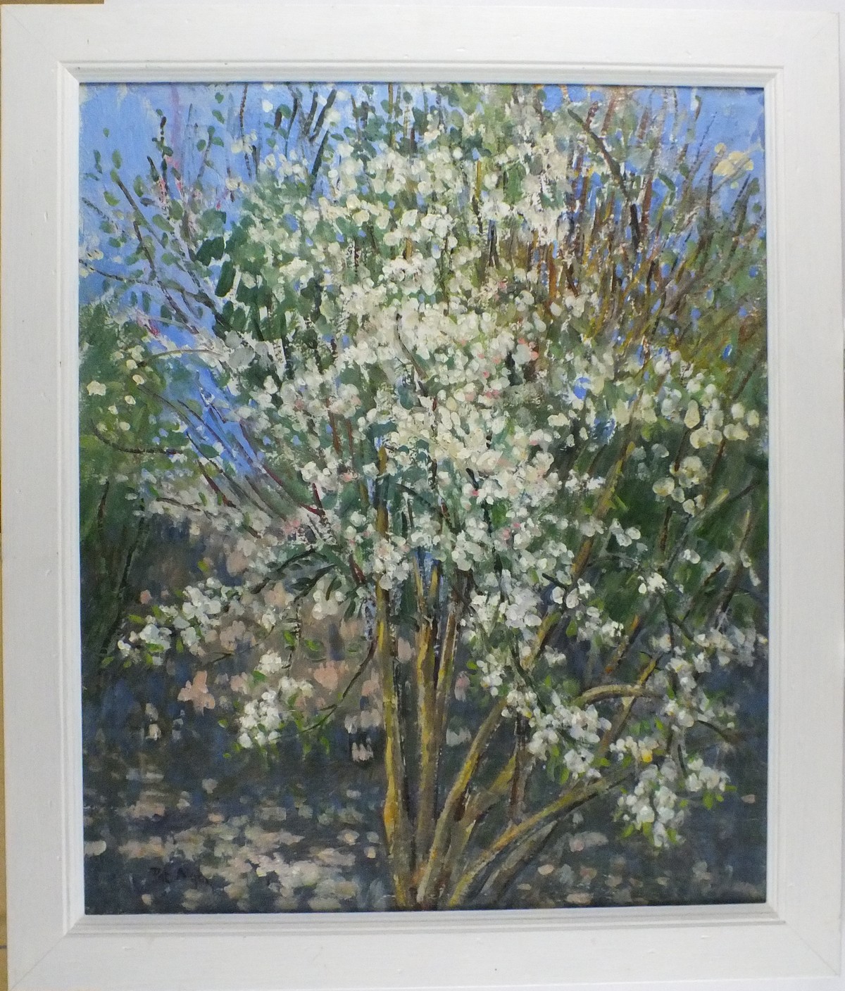 Pat ALGAR (1939-2013), Oil on canvas, 'White Blossom', Inscribed & signed to verso, Signed, - Image 2 of 3