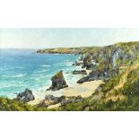 * Harry PREST (20th Century Westcountry School), Oil on board, 'Bedruthan Steps' - on the North