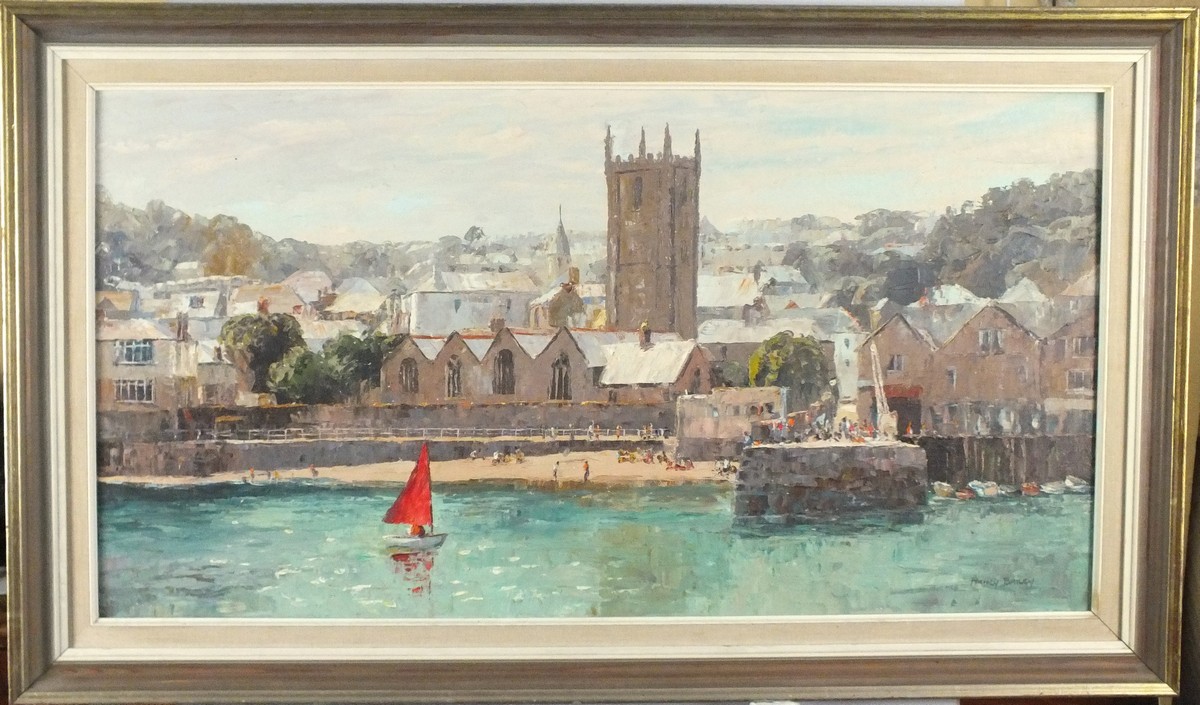 * Nancy BAILEY (1913-2012), Oil on canvas board, 'St Ia's Church & harbour St Ives, Signed, 15.25" x - Image 2 of 2