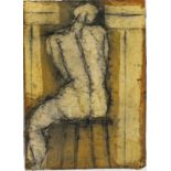* John EMANUEL (b.1930), Mixed media on heavy paper, Rear view of a seated nude, Signed & dated (