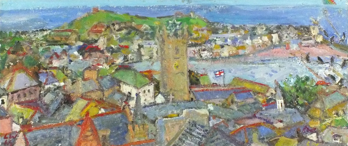 * Linda WEIR (b.1949), Oil on board, 'Little Town St Ives', Signed with initials & dated (20)16,