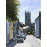 Stephen CUMMINS (b.1943), Acrylic on canvas, 'Chapel Street Penzance', Inscribed to verso, Signed,