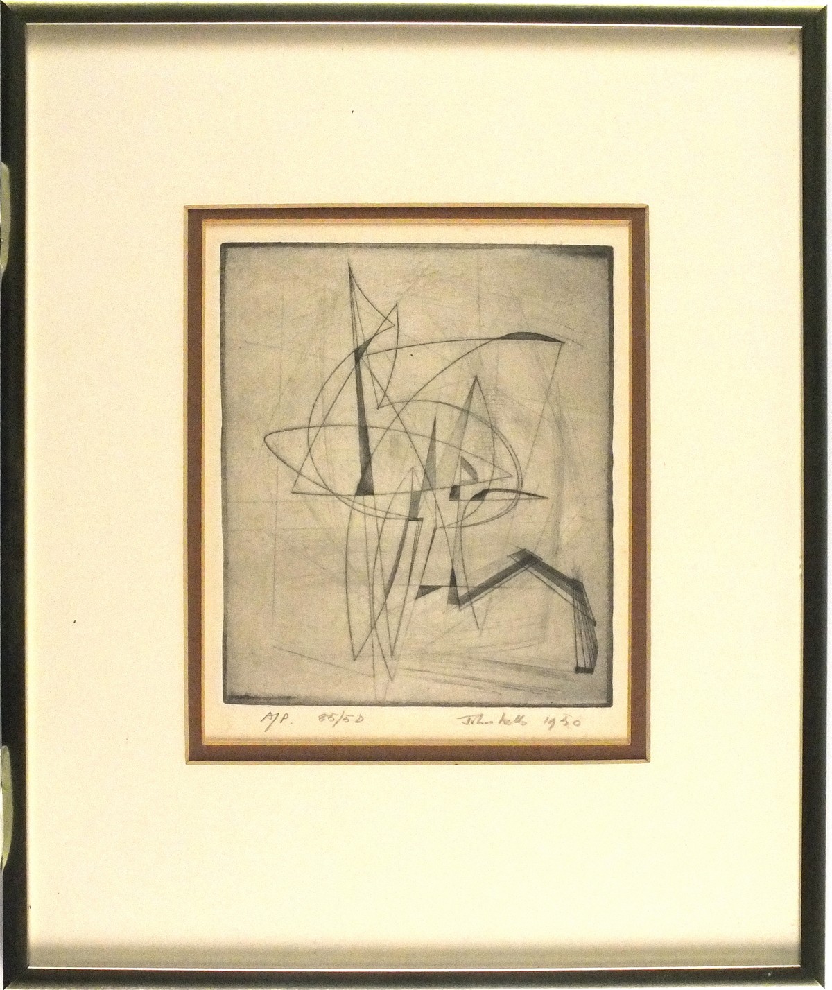 * John WELLS (1907-2000), Etching/drypoint on paper, 'Topsail', Inscribed Artist's Proof, numbered - Image 2 of 2