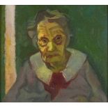 * Robert ORGAN (b.1933), Oil on canvas board, Portrait of Mrs Miller, Inscribed, signed & dated (
