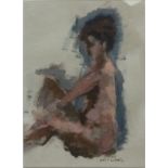 * Eric WARD (b.1945), Mixed media on paper, Seated female nude, Signed, 9" x 6.5" (23cm x 16.5cm)