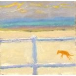 * Robert ORGAN (b.1933), Oil on canvas board, Dog on the beach Weymouth 1975, Inscribed on label