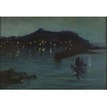 Maude TREHANE (Exhibited 1904), (Newlyn School), Oil on panel, 'Twilight St Ives' - twinkling lights