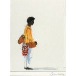 * John MILLER (1931-2002), Gouache, 'Drum Seller India', Inscribed Artist's Catalogue No: KN3004