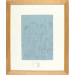 * Fred YATES (1922-2008), Two ink drawings on blue coloured papers, Figure groups, Both signed on