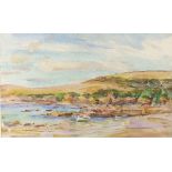 * Wilfred Gabriel de GLEHN (1870-1951), Watercolour, 'Helford River - Boats drawn up beneath St