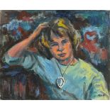 * Marjorie MORT (1906-1989), Oil on canvas board, Portrait of Margaret as a young girl, Inscribed to