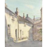 C* LAWRENCE, Watercolour, Back street cottages, Signed, Unframed, 17.25" x 13.75" (43.8cm x 34.9cm)