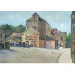 * Marjorie MORT (1906-1989), Oil on board, The Bakers Shop Newlyn Bridge, Signed, 9.5" x 13.5" (24.