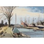 * Leslie Lancelot Hardy MOORE (1907-1997), Watercolour & ink, 'Upton Dyke' Norfolk, Signed, 10.5"