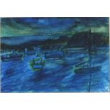 Tina DAY, Watercolour, Harbour by Night, Signed with initials, 5.5" x 8" (14cm x 20.3cm)