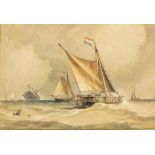 Richard Henry NIBBS (c.1816-1893), Watercolour, Dutch fishing vessels sailing off the coast,