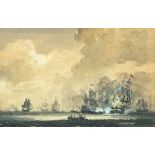 * Christopher David WATKISS (1911-?), Watercolour, Battle of Solebay (1672 Dutch & English ships),