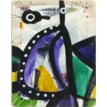 * Tony SHIELS (b.1938), Gouache & mixed media on card, 'Zanni III' - abstract, Signed & dated 27/6/