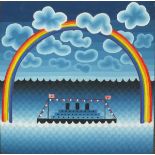 * Peter MARKEY (b.1930), Oil on board, Ocean liner under a rainbow, 6" x 6" (15.2cm x 15.2cm),