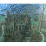 Pat ALGAR (1939-2013), Oil on board, 'Cottage by Moonlight', Bears artist's studio stamp,