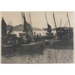 * William Westley MANNING (1868-1954), Black & white etching, Seine Fishing - fishing boats