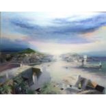 * David ANDREW (b. 1934), Oil on canvas, 'St Ives Panorama', Inscribed on label, Signed, 48" x 61.5"