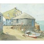 * Hugh E. RIDGE (1899-1976), Watercolour & ink, The Roundhouse Sennen, Signed, 8.75" x 10.25" (22.
