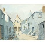 * Hugh E. RIDGE (1899-1976), Watercolour, gouache & ink, Back street & fisherman's cottages St Ives,