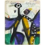 * Tony SHIELS (b.1938), Gouache & mixed media on card, 'Zanni' I - abstract, Inscribed to verso,
