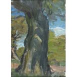 * Lucy HARWOOD (1893-1972), Oil on board, Tree Study, Signed to verso, 9.5" x 6.75" (24.1cm x 17.