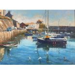 * Robert BRINDLEY (b.1949), Oil on canvas board, Mevagissey Harbour, Inscribed & dated 2002 to