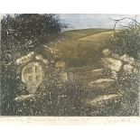 * June HICKS, Coloured etching, Cornish Stiles VII Church Path to St Levan, Inscribed & Numbered