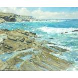 * Stewart LOWDON (b.1932), (Scottish School), Oil on canvas, 'Treyarnon Point' (Constantine Bay