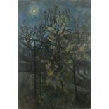 Pat ALGAR (1939-2013), Oil on canvas, Spring blossom by moonlight, Signed, Unframed, 35.5" x 24.