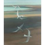 * Michael PRAED (b.1941), Oil on board with box stretcher, 'Sea Birds', Inscribed & dated 1995 to