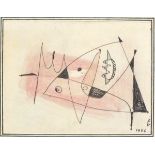 * John WELLS (1907-2000), Black ink & wash drawing, Untitled abstract, Signed with initials &