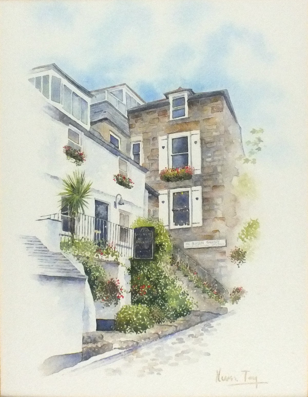 Kevin TOY, Watercolour, Street Scene St Ives Cornwall, Signed, 12" x 9.25" (30.5cm x 23.5cm)