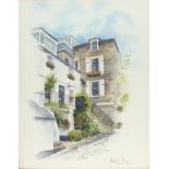 Kevin TOY, Watercolour, Street Scene St Ives Cornwall, Signed, 12" x 9.25" (30.5cm x 23.5cm)