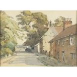 C* D. BROWN, Watercolour, Village street, Signed, 4.75" x 6.5" (12cm x 16.5cm)