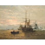 George Stanfield WALTERS (1838-1924), Oil on canvas, 'Winter on the Maas', Signed & dated 1886, 27.