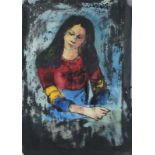 * Sydney Horne SHEPHERD (1909-1993), Mixed media, Study of a young woman, Signed, 13.75" x 9.75" (