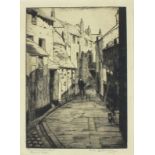 * Fred BOTTOMLEY (1883-1960), Black & white etching / drypoint, 'Pudding Bay Lane' St Ives,