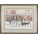 * Helen BRADLEY (1900-1979), Colour print, 'The Snow Scene', Signed on the mount, blindstamp, 15.75"