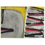 * Sir Terry FROST (1915-2003), Mixed media on paper, Abstract untitled in red, black & yellow,