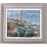 * Marjorie MORT (1906-1989), Oil on canvas board, Boats in Newlyn Harbour, Signed & dated 1949, 9.